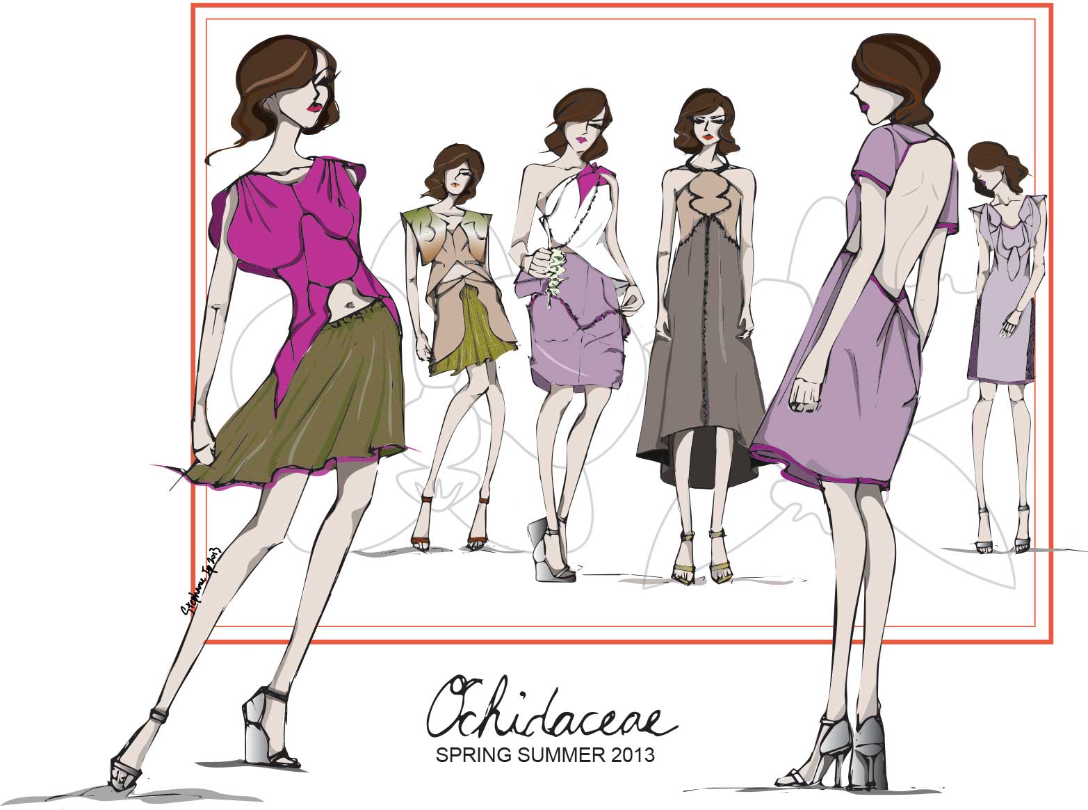 Spring/Summer 2013 Orchidaceae Dress Illustrations