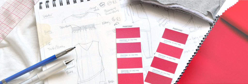 Banner 4 - Napkin Ideas - Technical Drawings of apparel with PANTONE swatch